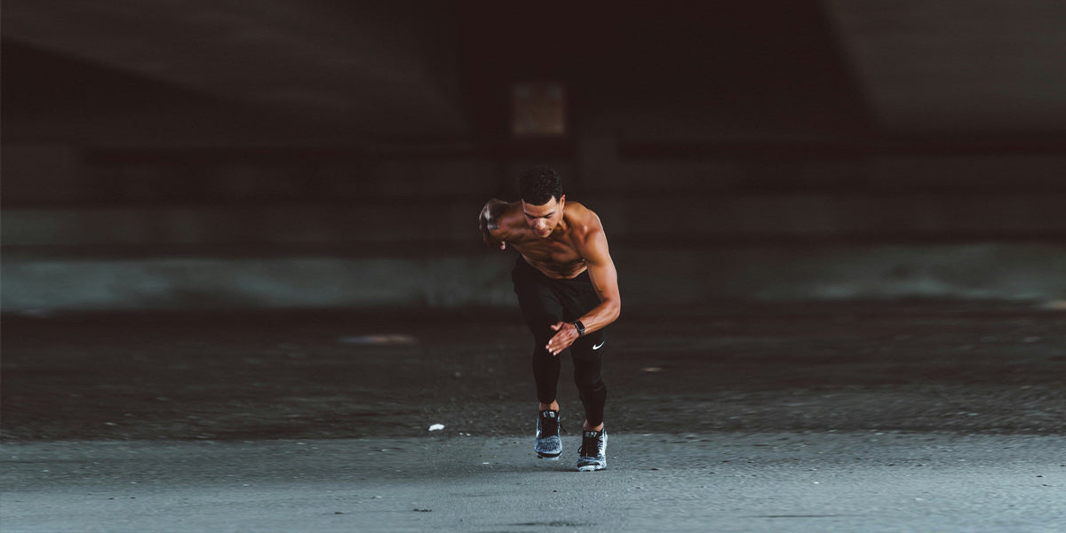 male athlete sprinting