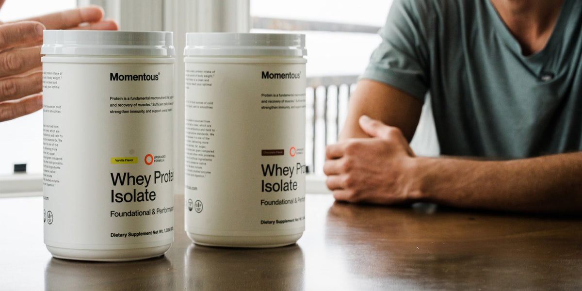 momentous whey protein isolate tubs