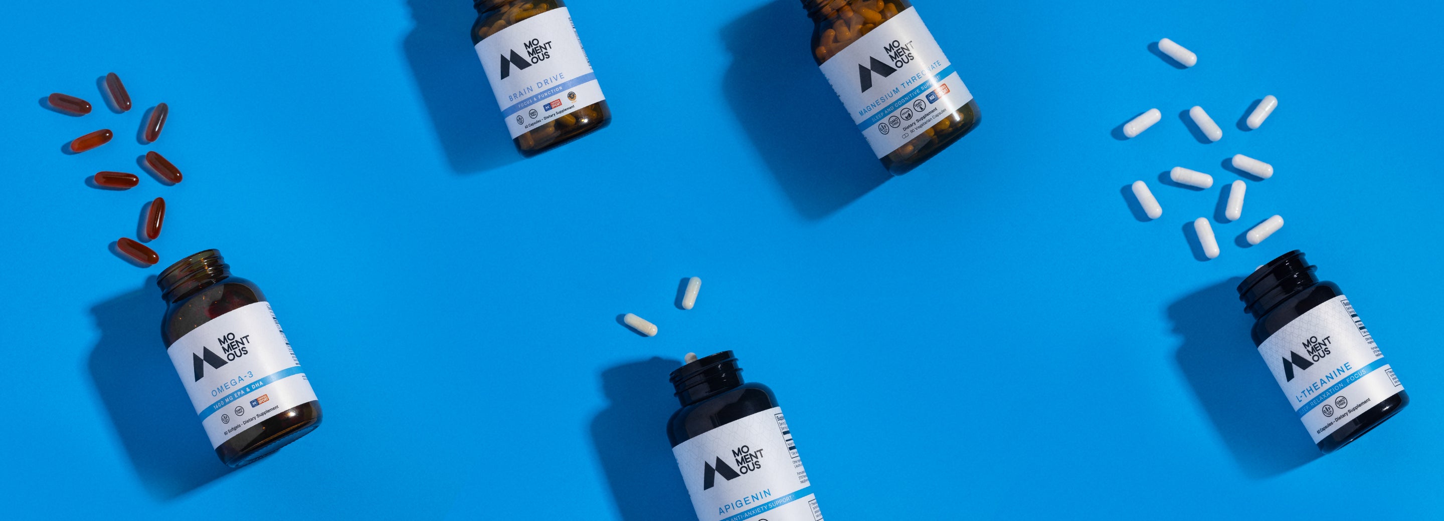 Bottles of Momentous Supplements