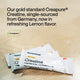 Our gold standard creapure, creatine, single-sourced from germany, now in refreshing lemon flavor