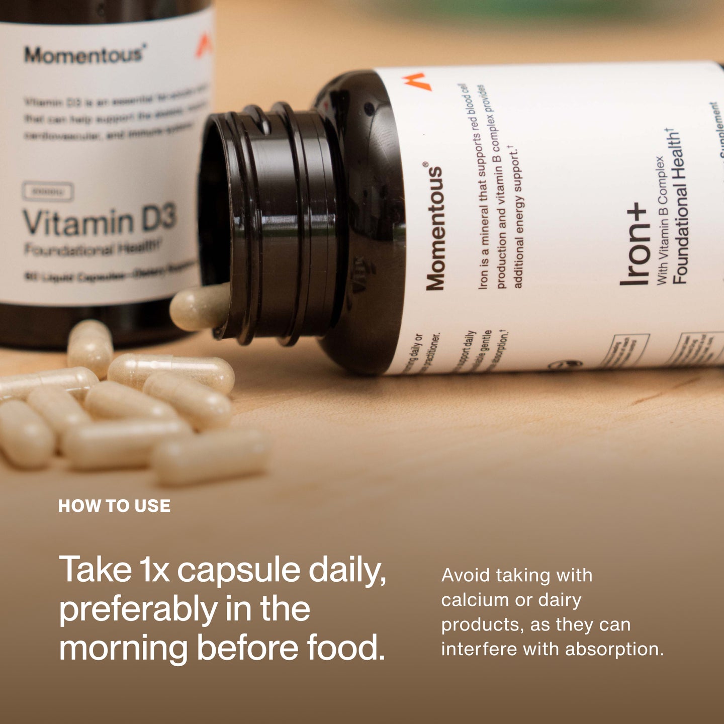 Take 1x capsule daily, preferably in the morning before food.
Avoid taking with calcium or dairy products, as they can interfere with absorption.
Pairs well with:
Creatine
Omega-3
