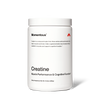 White plastic container labeled 'Momentous Creatine – Muscle Performance & Cognitive Function.' Text states that creatine is a compound made from three amino acids and stored in the body’s muscles and brain, and that daily supplementation may increase energy available to muscles and support cognitive function. Net weight: 15.8 oz (450 g). Momentous logo appears near the top right.