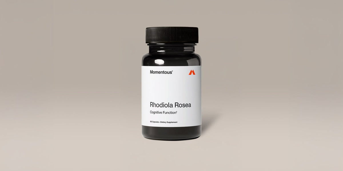 A bottle of Momentous Rhodiola Rosea