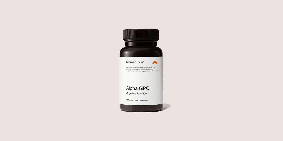 A bottle of Momentous Alpha GPC