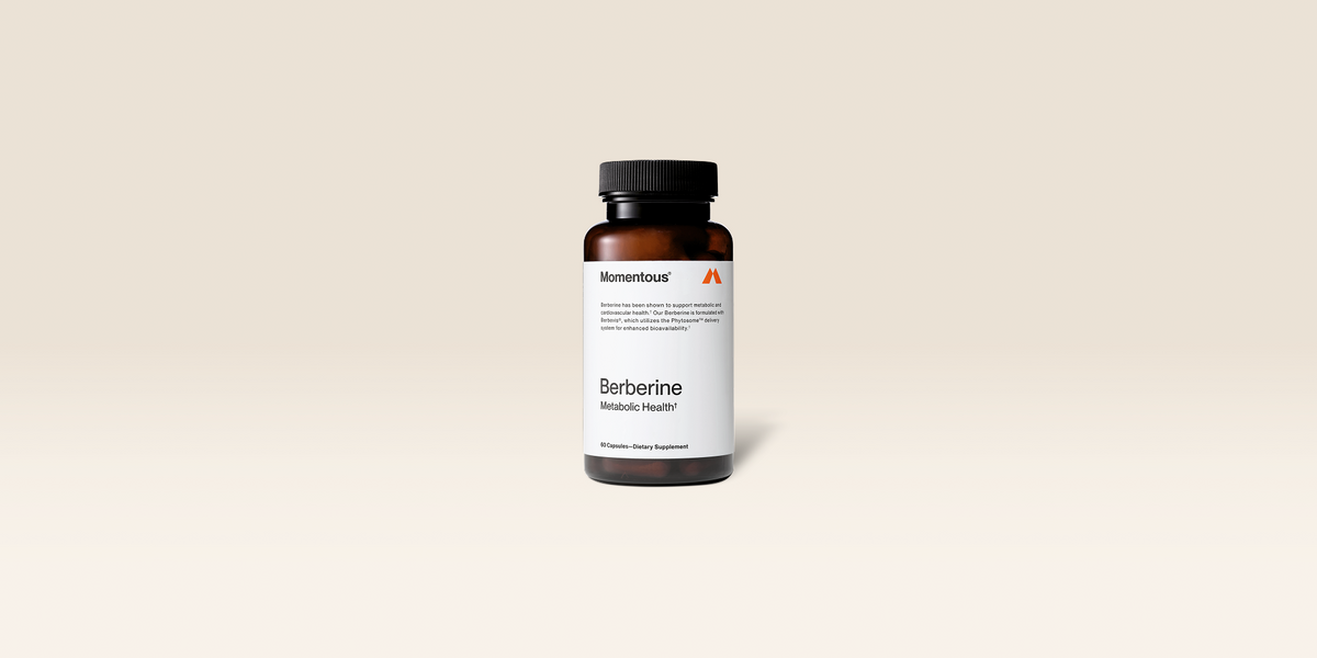 A bottle of Momentous Berberine capsules