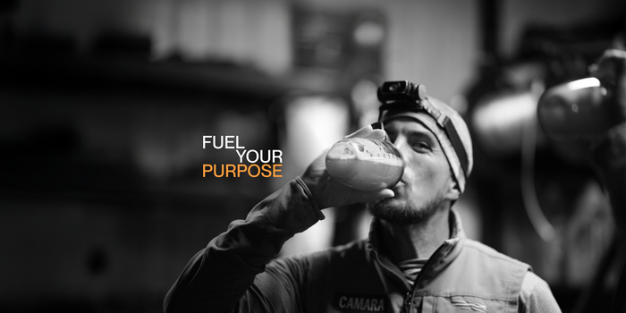 man drinking fuel 