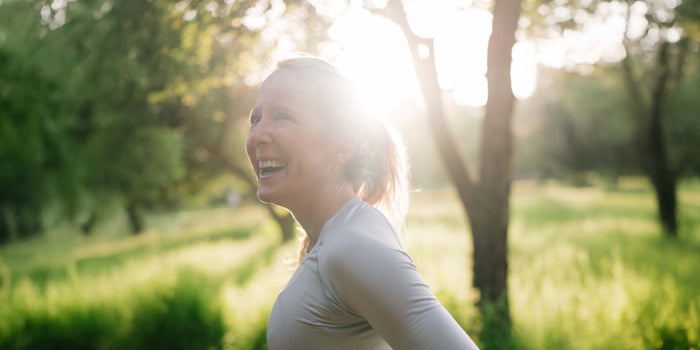 woman outside running 