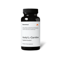 “Momentous Acetyl L-Carnitine bottle labeled ‘Acetyl L-Carnitine Cognitive Function’ with text describing it as a natural amino acid derivative that may support energy and brain function.”