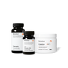Three Momentous products on a black background: Turmeric – Foundational Health, 60 Capsules, Dietary Supplement; Vitamin D3 – 2000IU, Foundational Health, 60 Liquid Capsules, Dietary Supplement; Creatine – Signature Spec, Unflavored, 30 Servings, Supports cognitive and muscle performance, Highest quality pure creatine monohydrate, Ultrafine powder for easy mixability, 5.3oz (150g), NSF Certified for Sport.