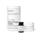 Product image of Momentous Whey Protein Isolate in vanilla flavor shown with Vitamin D3 and Creatine tubs.