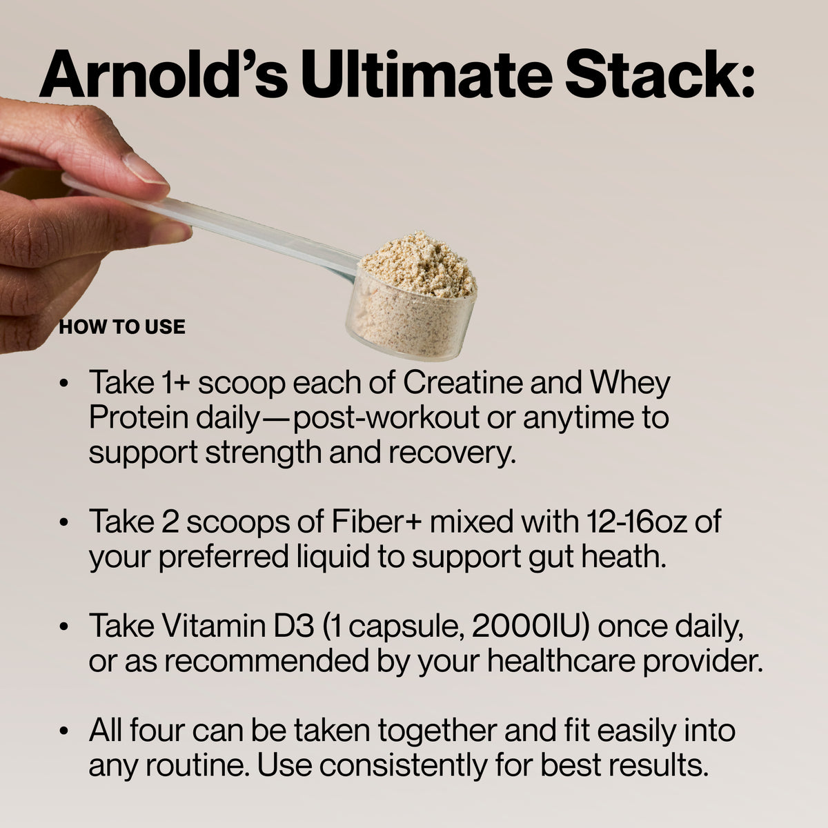 Protein Stack Arnold’s Ultimate Stack | Protein, Fiber+, Creatine & Vitamin D by ...