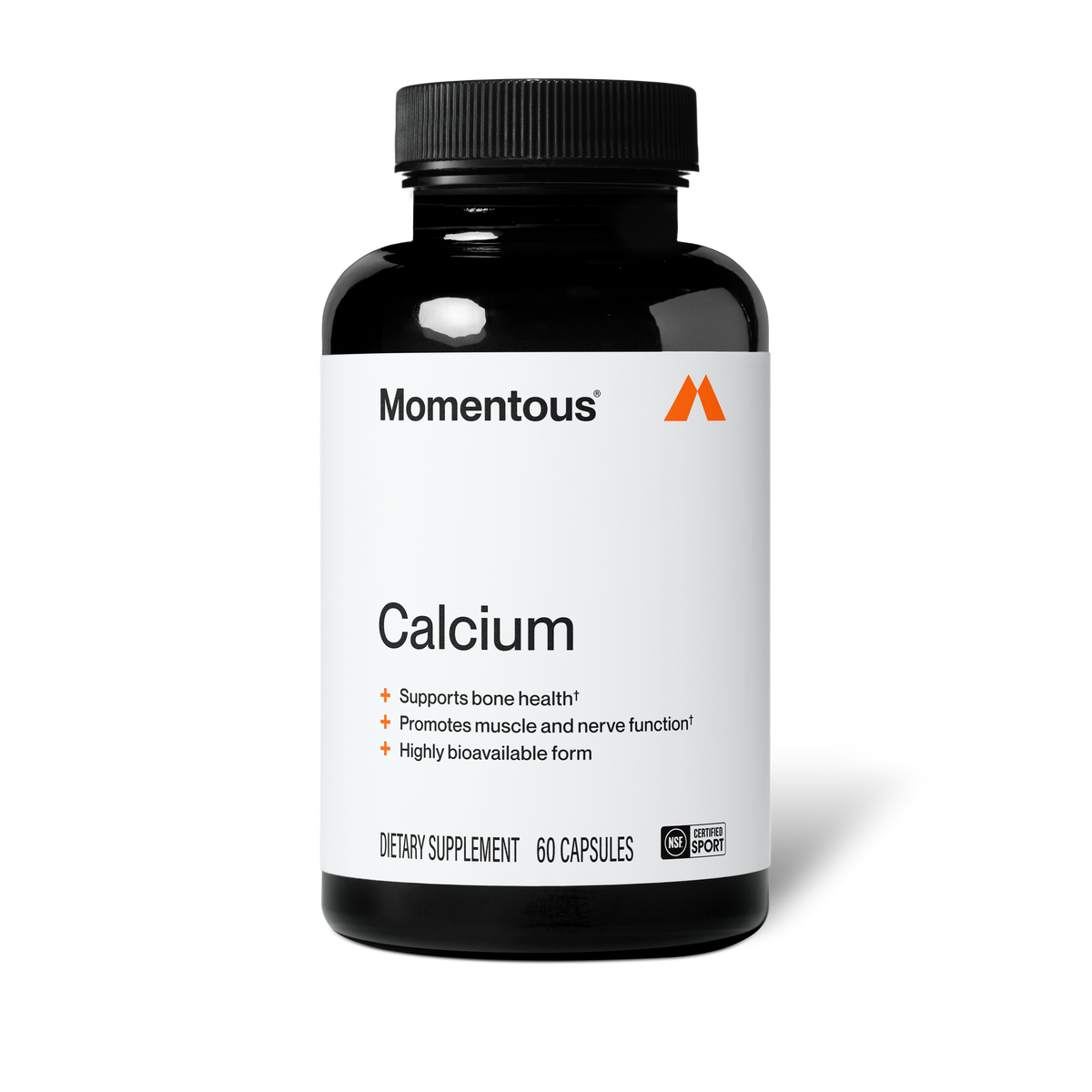 Momentous Calcium — Supports bone health, promotes muscle and nerve function, highly bioavailable form. Dietary Supplement, 60 Capsules. NSF Certified Sport.