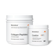 Two Momentous products on black background: Collagen Peptides – Joint & Bone Health, 15g collagen protein plus 50mg Vitamin C, 1.12lb (507g); Creatine – Signature Spec, Unflavored, 30 Servings, Supports cognitive and muscle performance, 5.3oz (150g), NSF Certified for Sport.