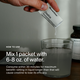 HOW TO USE. Mix 1 packet with 6–8 oz. of water. Consume within 30 minutes for maximum benefit—sitting in liquid longer than that will cause creatine to lose its efficacy. Image shows a hand pouring Momentous Creatine powder from a single-serve packet labeled “Momentous Creatine Muscle Performance & Cognitive” into a glass of water.