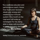 Woman sitting cross-legged indoors in a dimly lit room. Text reads: “As a wellness educator and performance coach, I know how much poor recovery steals your energy and weakens your immune system. One month on the road and I still woke up recharged. For me, being able to sleep well anywhere is game-changing, and that’s why I love Momentous.” Attribution reads: “Audrey (Verified Customer), ★★★★★.”