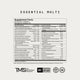 Essential Multi Supplement Facts. Serving Size: 4 Capsules. Servings Per Container: 30. Includes vitamins A, C, D, E, K, B-complex, minerals, and phytonutrients such as wild blueberry fruit juice powder, muscadine grape seed and skin powder, citrus bioflavonoids complex, broccoli seed extract, quercetin, tocotrienols, trans-resveratrol, and more. Other ingredients: Hypromellose (capsule), Microcrystalline Cellulose, Magnesium Stearate, Silica. NSF Certified for Sport, The Momentous Standard, Gluten Free, GM
