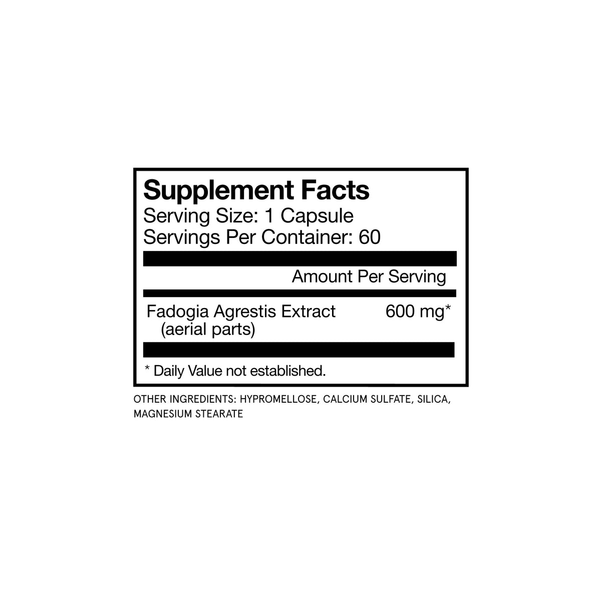 Fadogia Agrestis Supplement Facts