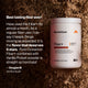 Momentous Fiber+ powder in Pure Cinnamon flavor, 11.1 oz container with brown lid on textured brown background.