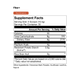 Supplement Facts for Fiber+ Pure Cinnamon. Text reads: “Fiber+,” “Pure Cinnamon,” “Supplement Facts,” “Serving Size: 1 Packet (10.4g),” “Servings Per Container: 10.” “Amount Per Serving % Daily Value.” “Calories 35.” “Total Carbohydrate 8g 3%.” “Dietary Fiber 6g 21%.” “Psyllium Husk 4g**.” “Resistant Potato Starch 3.5g (Solnul®).” “Rice Bran Hull 2g.” “*Percent Daily Values are based on a 2,000 calorie diet.” “**Daily value not established.” “Other Ingredients: Cinnamon Bark Powder, Sunflower Lecithin, Reb