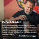 Man (Arnold Schwarzenegger) pouring Fiber+ into a shaker bottle. Text reads: “Expert-Guided Fiber+ was developed in partnership with Arnold Schwarzenegger and the experts at The Pump Club.” Quote reads: “If I had to pick just one thing to take daily that could change your life, it’s Fiber+. Your gut health is where everything starts.” — Arnold Schwarzenegger.