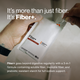 Hand holding white Fiber+ travel pack sachet with orange accent label.