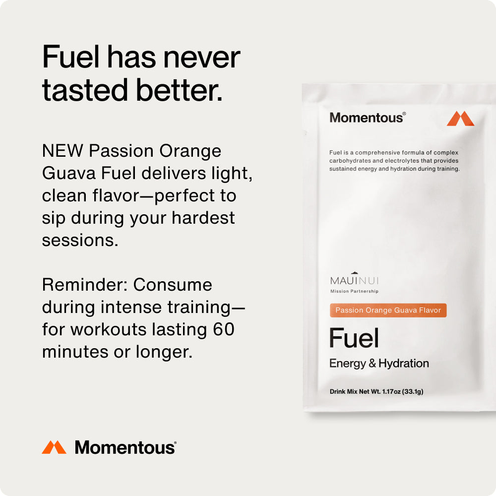 Fuel has never tasted better, New Passion Orange Guava Fuel delivers light, clean flavor-perfect to sip during your hardest sessions.