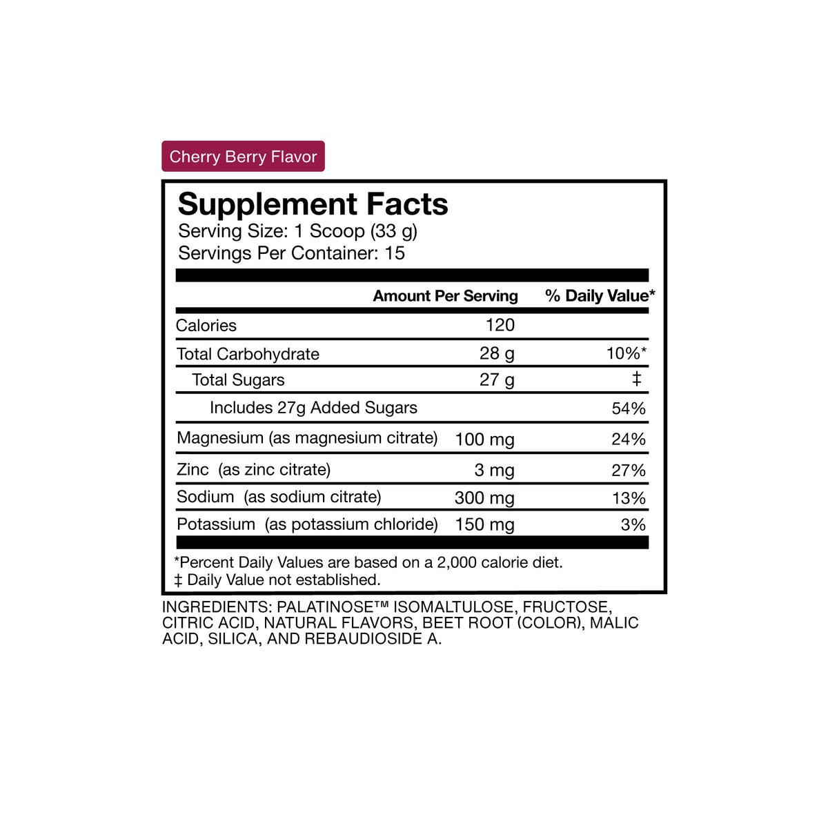 Cherry Berry Flavored Fuel Supplement Facts