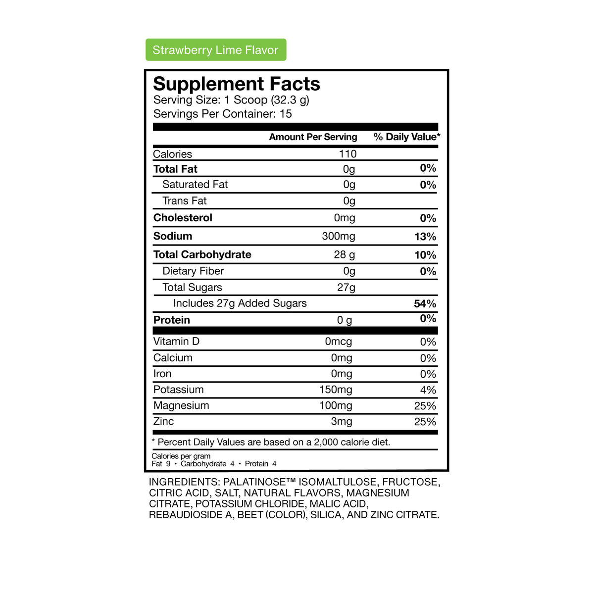 Strawberry Lime Flavored Fuel Supplement Facts