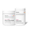 Momentous containers labeled “Whey Protein Isolate – Foundational & Performance†” (Strawberry Flavor) and “Creatine Chews – Cognitive & Muscle Performance†.”