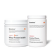 Momentous containers labeled “Whey Protein Isolate – Foundational & Performance†” (Strawberry Flavor) and “Creatine Chews – Cognitive & Muscle Performance†.”