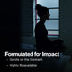 A woman sits on a bed with her legs drawn up in a dark room, silhouetted in profile against a window with blinds. Text reads: Formulated for Impact. Gentle on the Stomach. Highly Bioavailable.