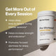 Get More Out of Every Session, Momentous Pre-Workout tub on a concrete ledge against a yellow wall: helps delay time-to-fatigue during intense sessions, helps increase strength and endurance, and promotes focused alertness for sharp performance. (245 chars)