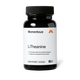 Momentous L-Theanine bottle on a black background, promotes calm focus without fatigue and supports a relaxed mind for sleep, dietary supplement, 60 capsules, NSF Certified for Sport. (182 chars)