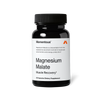 Momentous Magnesium Malate bottle. Label reads: Magnesium Malate. Muscle Recovery. Magnesium Malate is a bioavailable form of an essential micronutrient involved in muscle and nerve function and energy production. 60 Capsules Dietary Supplement.