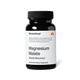 Momentous Magnesium Malate bottle. Label reads: Magnesium Malate. Muscle Recovery. Magnesium Malate is a bioavailable form of an essential micronutrient involved in muscle and nerve function and energy production. 60 Capsules Dietary Supplement.