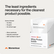 “The least ingredients necessary for the cleanest product possible. Momentous Whey Protein Isolate strawberry single-serve packets with text: science backed, no fillers, no gums, no refined sugar, mixes seamlessly, naturally sweetened, NSF Certified for Sport.”