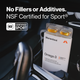 Momentous Omega-3 travel pack with two yellow gel capsules in clear blister on white packet in car cup holder.