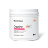 Front view of a Momentous Creatine tub, Watermelon Flavor, 60 Servings. White tub with white lid, Momentous logo and orange 'M' icon. Label reads 'Creatine' with pink Watermelon Flavor banner. 'The Momentous Standard Signature Spec' badge at top right. Benefits: supports cognitive and muscle performance, highest quality pure creatine monohydrate, ultrafine powder for easy mixability. Label shows: Dietary Supplement, Net Wt. 14 oz (396 g), NSF Certified Sport seal.