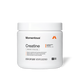 White tub of Momentous Creatine on black background. Label reads: Momentous Creatine – The Momentous Standard Signature Spec – Unflavored, 30 Servings – Supports cognitive and muscle performance, Highest quality pure creatine monohydrate, Ultrafine powder for easy mixability – Dietary Supplement, Net Wt. 5.3oz (150g) – NSF Certified for Sport.