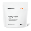 Momentous Nightly Sleep pouch on a white background, 30 servings, 90 capsules, dietary supplement, NSF Certified Sport: promotes better quality sleep without grogginess, comprehensive sleep formula with Magnesium Bisglycinate, L-Theanine, and Apigenin. (250 chars)