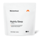 Momentous Nightly Sleep pouch on a white background, 30 servings, 90 capsules, dietary supplement, NSF Certified Sport: promotes better quality sleep without grogginess, comprehensive sleep formula with Magnesium Bisglycinate, L-Theanine, and Apigenin. (250 chars)