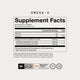 Momentous Omega-3 Supplement Facts, 30 servings, serving size 2 softgels, 20 calories, 2g total fat, omega-3 fatty acids from fish oil 1700mg with 800mg EPA and 800mg DHA, other ingredients bovine gelatin capsule, glycerine, purified water, natural lemon flavor, annatto for color and lipase, contains fish, one or more of anchovy, sardine, mackerel, NSF Certified Sport, Momentous Omega-3 Signature Spec, gluten free, GMO free. (428 chars)