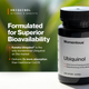 Two black Momentous Ubiquinol bottles on a light gray background, old label (left) next to new label (right). Text: Momentous Ubiquinol, Same great formula, fresh new look. Left label: Foundational Health, CoQ10, 30 Softgels. Right label: Active form of Coenzyme Q10 (CoQ10), Supports energy at the cellular level, Dietary Supplement, 30 Softgels, NSF Certified Sport badge.