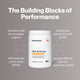 Momentous Vital Aminos tub, Tropical Punch, 30 servings, 12.17oz 345g, NSF Certified Sport, under the headline The Building Blocks of Performance: 13 amino acids for complete support, all 9 essential amino acids (EAAs), 4 additional aminos for a full profile, includes BCAAs (leucine, isoleucine, valine), supports muscle performance and recovery, complete essential amino acid profile, fast-absorbing low-calorie protein support. (426 chars)