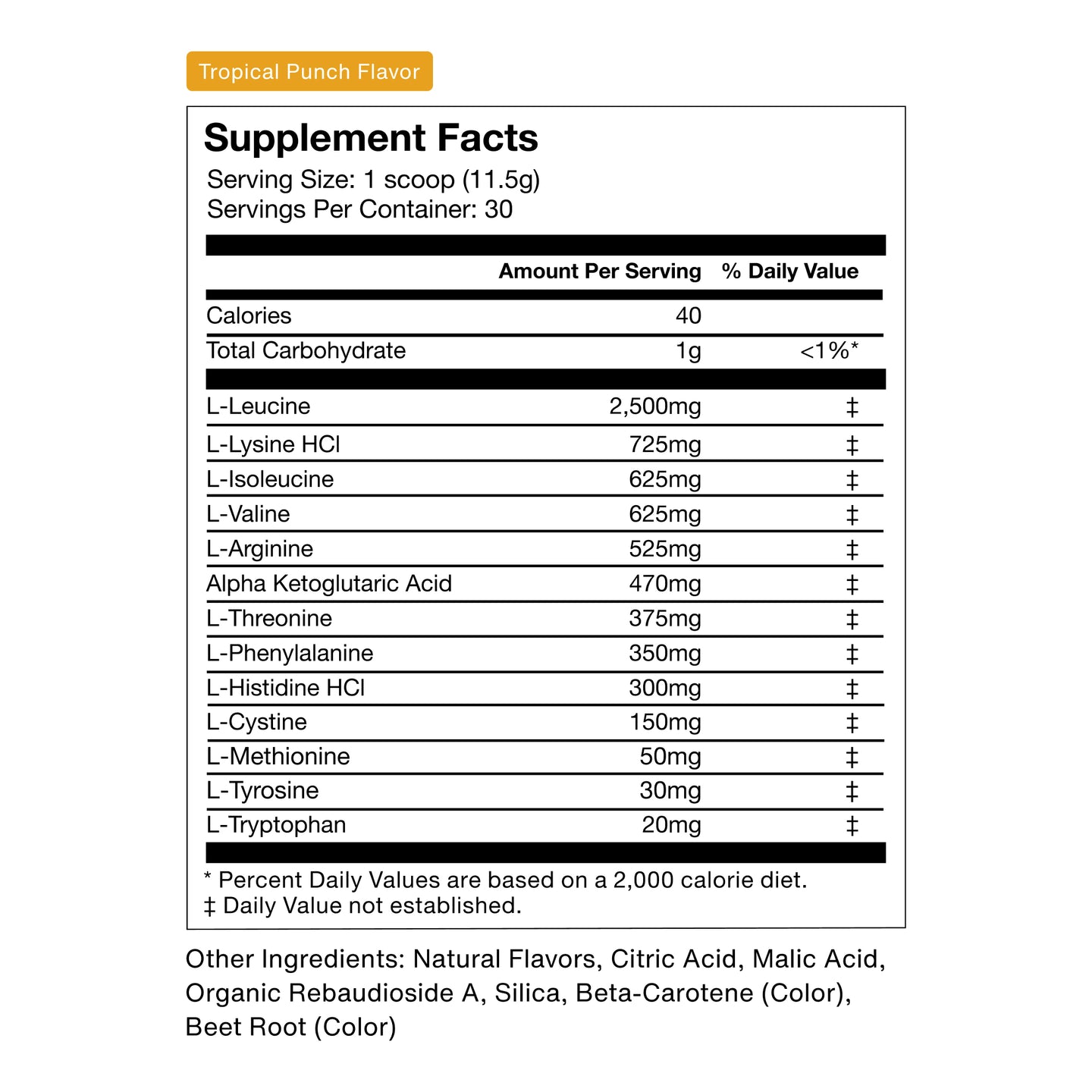 Vital Aminos supplement facts