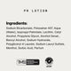 PR Lotion ingredients panel. Text reads: “PR LOTION,” “Ingredients:” “Sodium Bicarbonate, Poloxamer 407, Aqua (Water), Isopropyl Palmitate, Lecithin, Cetyl Alcohol, Propylene Glycol, Alcohol Denat., Benzyl Alcohol, Sodium Hydroxide, Polyglyceryl-4 Laurate, Sodium Lauryl Sulfate, Menthol, Sorbic Acid, Parfum.” Logos include: “TMS Backed By The Momentous Standard™” and “Informed Sport.”