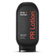 Black squeeze bottle of Amp Human PR Lotion sports lotion with bicarbonate. The front label shows the Amp Human logo and large vertical orange text reading “PR Lotion,” with smaller text noting “Sports lotion with bicarb,” 10–15 uses, 10.6 oz (300 g).