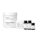 Five Momentous products on black background: Collagen Peptides – Joint & Bone Health, 15g collagen protein plus 50mg Vitamin C, 1.12lb (507g); Creatine – Signature Spec, Unflavored, 30 Servings, 5.3oz (150g), NSF Certified for Sport; Turmeric – Foundational Health, 60 Capsules; Alpha GPC – Cognitive Function, 60 Capsules; Vitamin D3 – 2000IU, Foundational Health, 60 Liquid Capsules.