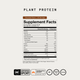 Momentous Plant Protein Supplement Facts, Chocolate flavor, 22 servings, serving size 1 scoop 32.7g, 130 calories, 20g protein, 2g dietary fiber, 2g added sugars, PURIS pea protein 24.1g and organic brown rice protein 1g, other ingredients cocoa, organic cane sugar, natural flavors, salt, stevia and monk fruit extract, NSF Certified Sport, The Momentous Standard Signature Spec, GF, grass fed, vegan. (403 chars)