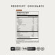 Supplement Facts panel for Recovery Chocolate. Serving size: 2 scoops (43.3 g). Servings per container: 15. Per serving: Calories 160; Total Fat 1.5 g (2% DV); Saturated Fat 1 g (5% DV); Cholesterol <5 mg (<1% DV); Total Carbohydrate 10 g (4% DV); Dietary Fiber 2 g (7% DV); Total Sugars 5 g (includes 5 g added sugars, 10% DV); Protein 20 g (40% DV); Calcium 110 mg (8% DV); Iron 2.1 mg (12% DV); Magnesium 135 mg (32% DV); Sodium 200 mg (9% DV); Potassium 380 mg (8% DV). Truly Grass Fed™ Whey Protein Isolate